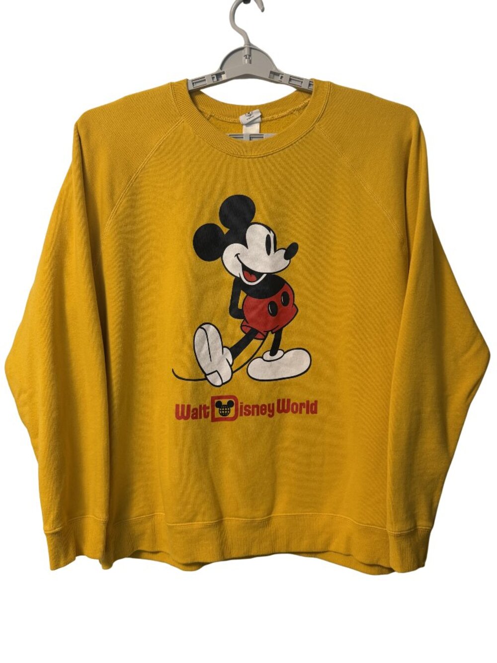 Walt DIsney World Adult Unisex Crewneck Sweashirt Mickey Mouse Yellow Size XXL